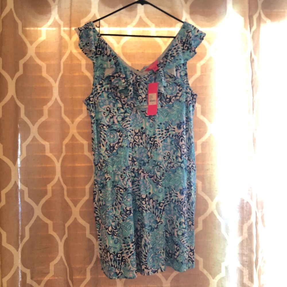 Lilly Pulitzer Turquoise Alessa Romper - L, NWT
